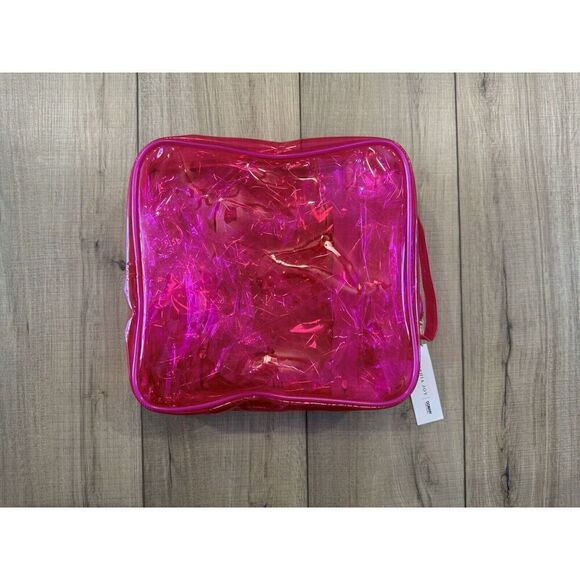 Y2K NEON PINK PVC TRAVEL CASE NEON PINK BAG SOPHIA JOY CONAIR PINK MAKEUP - Picture 3 of 3